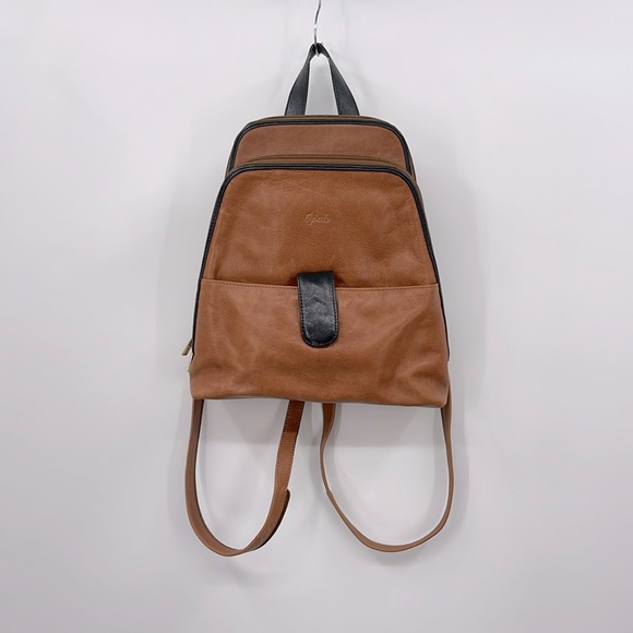 (#140) Vintage OPALE Caramel Brown Leather Backpack - Picture 2 of 8